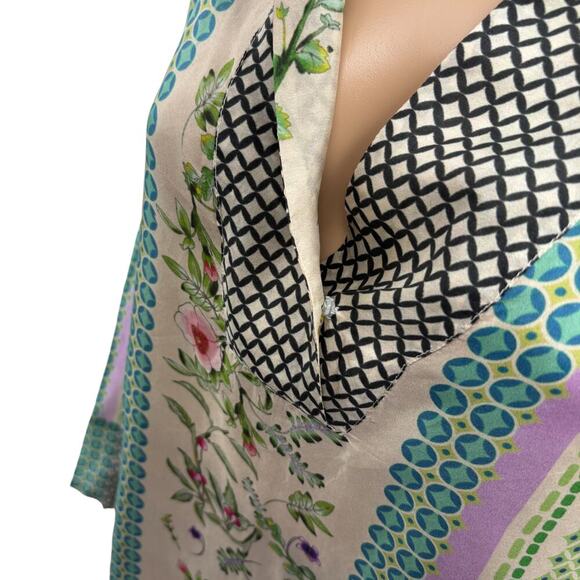 Johnny Was Silk Multi Pattern Collared Long Sleeve Blouse S - Picture 4 of 8